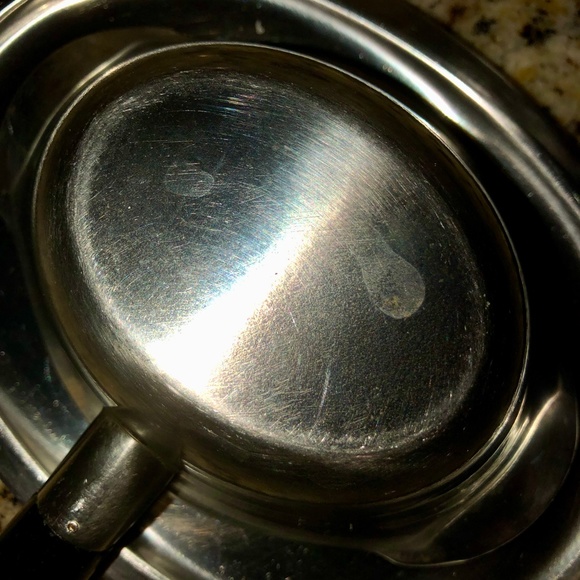 MID CENTURY MODERN Stainless Steel Gravy Boat with Black Wood Handle Vintage - Picture 10 of 16